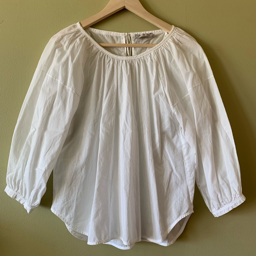 Everlane Ruched Air Blouse white XS